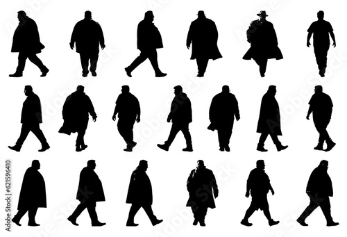 fat man walking silhouette