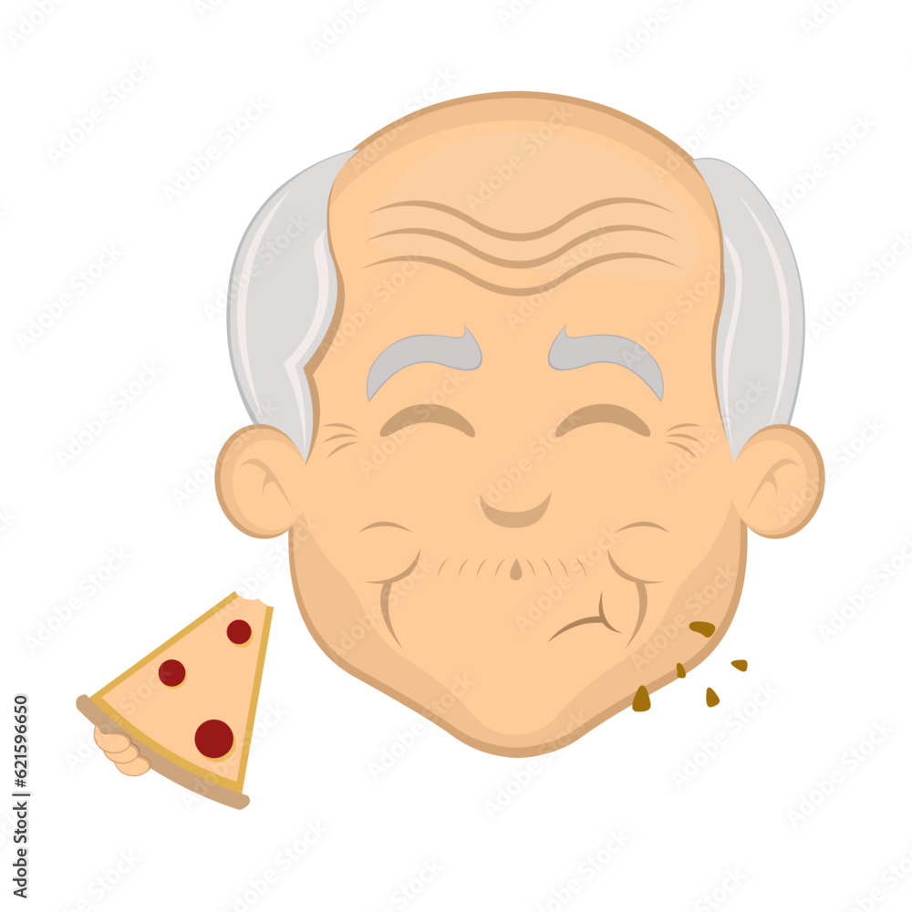 vector illustration face grandfather or old man cartoon eating a slice of pizza vector illustration face grandfather or old man cartoon eating a slice of pizza