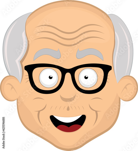 vector illustration face grandfather or old man cartoon with glasses