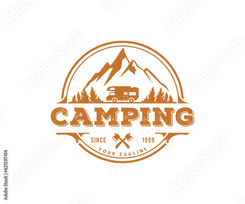 Camping and outdoor adventure retro logo