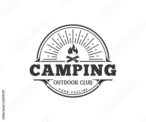 Camping and outdoor adventure retro logo
