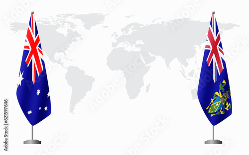 Australia and Pitcairn Islands flags for official meeting