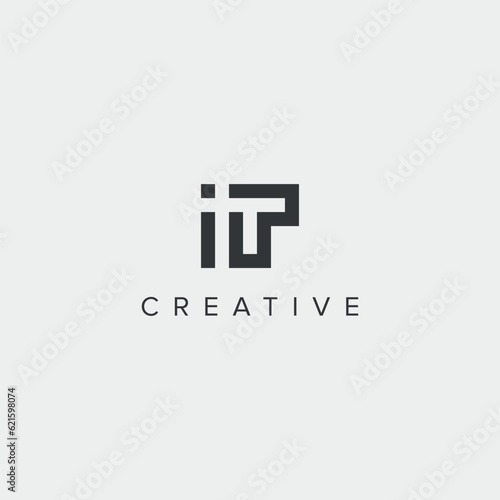 Alphabet letter IT TI logo template - vector.