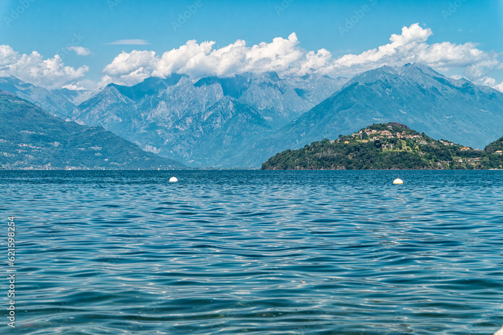 Landscape of Lake Como and the peninsula of Piona