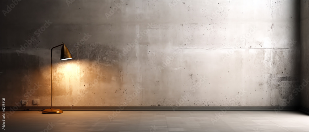 Empty concrete room, apartment with lamp, spotlight. Warm Overlay shadow light effect. Vacation, relax, wellness spa resort, hotel background.Loft Interior design mockup,template. Generative ai Empty concrete room, apartment with lamp, spotlight. Warm Overlay shadow light effect. Vacation, relax, wellness spa resort, hotel background.Loft Interior design mockup,template. Generative ai