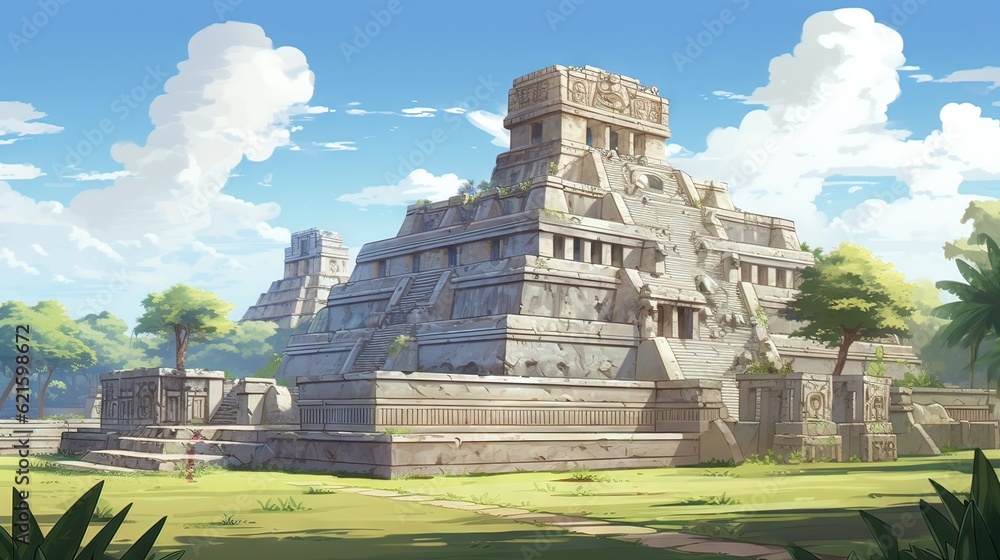 Temple of heaven country. AI generated art illustration.