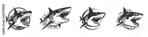 Shark logo isolated on a white background. Vector illustration.