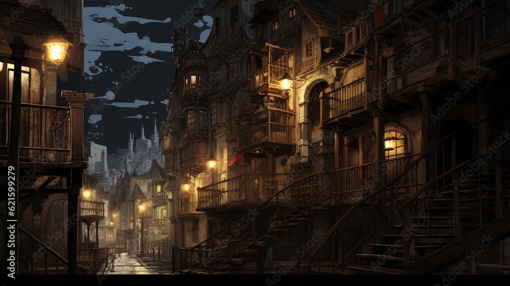 Forest in night. AI generated art illustration. Forest in night. AI generated art illustration.