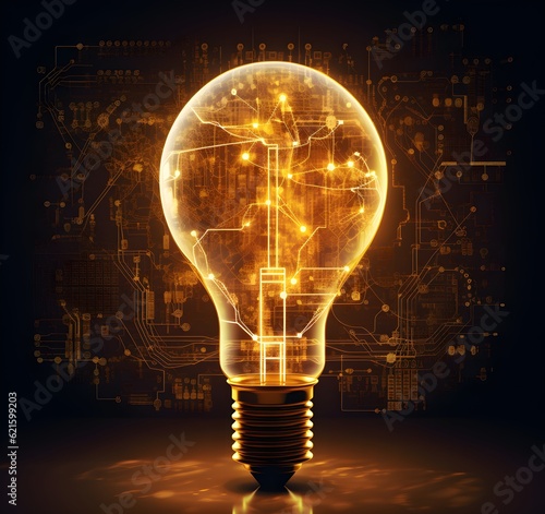 A light bulb with a background of diagrams Generative AI