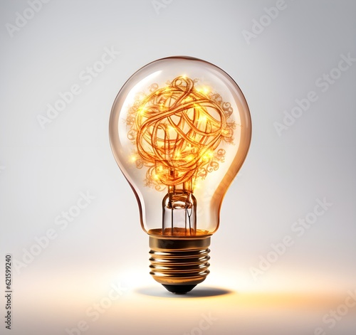 Light bulb with business ideas on a white background Generative AI