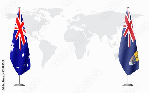 Australia and Saint Helena flags for official meeting