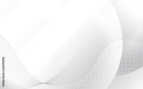 Abstract white and grey gradient template design with circle halftone decorative artwork. Overlapping with simple style of presentation background. © Kochakorn