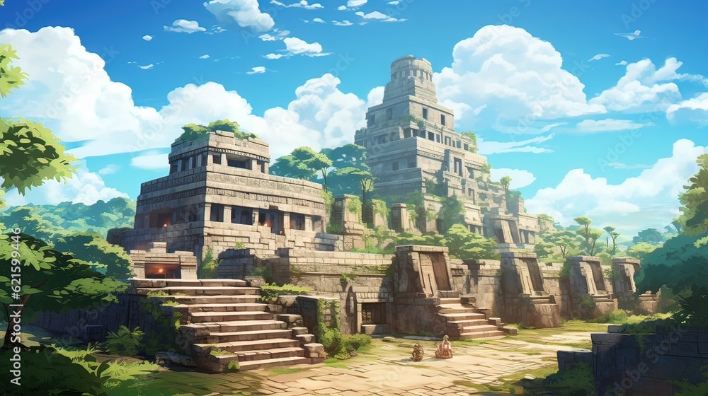 Temple of heaven country. AI generated art illustration. Temple of heaven country. AI generated art illustration.