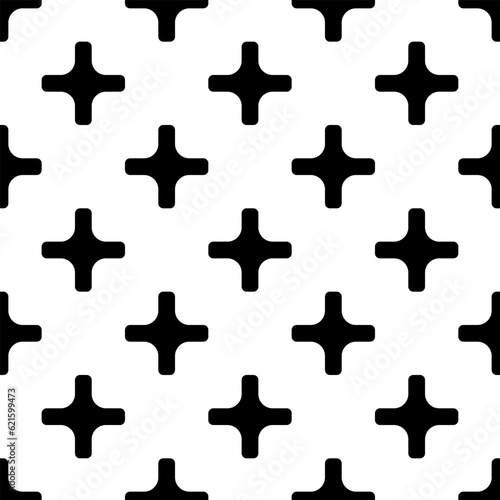 Seamless pattern  geometric minimalist texture  black crosses-plus signs. Modern abstract repeating symmetrical background. Design element for printing  decoration  wrappers