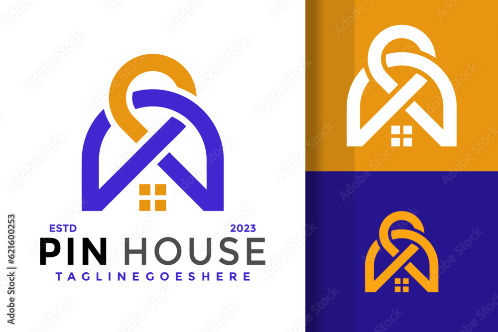 pin house logo design vector symbol icon illustration pin house logo design vector symbol icon illustration