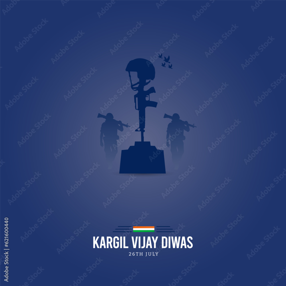 26th July Kargil Vijay Diwas Design Concept With Indian Flag and Army Social Media Post 26th July Kargil Vijay Diwas Design Concept With Indian Flag and Army Social Media Post