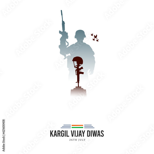 26th July Kargil Vijay Diwas Design Concept With Indian Flag and Army Social Media Post