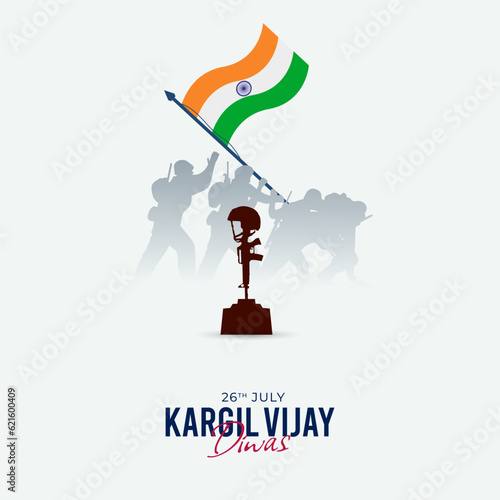 26th July Kargil Vijay Diwas Design Concept With Indian Flag and Army Social Media Post