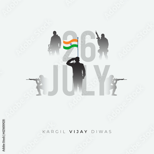 26th July Kargil Vijay Diwas Design Concept With Indian Flag and Army Social Media Post