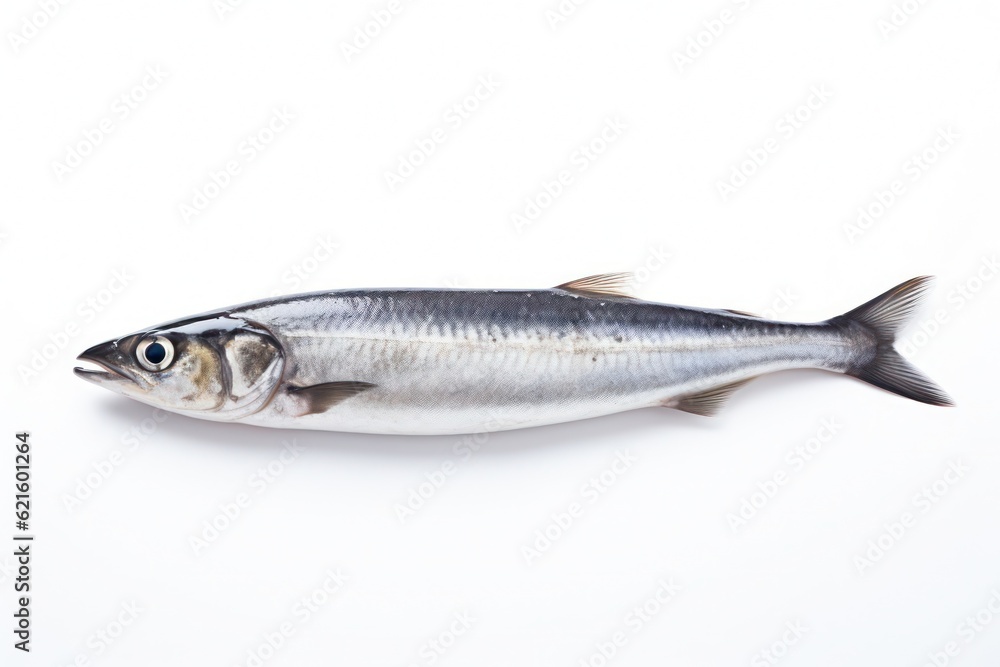 raw sardine isolated on solid white background, created by Generative AI raw sardine isolated on solid white background, created by Generative AI