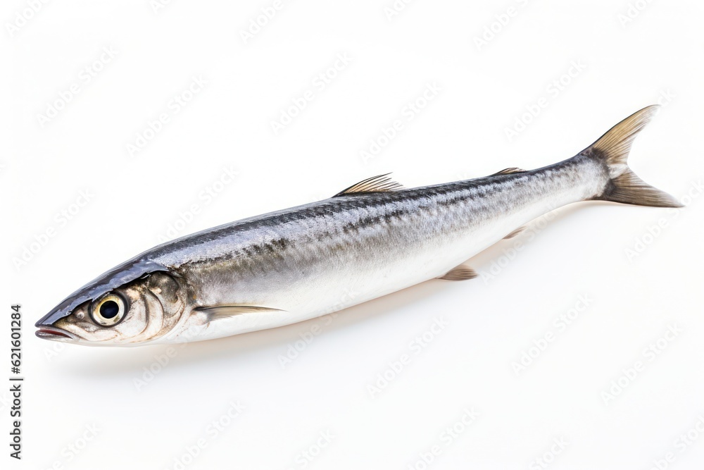 raw sardine isolated on solid white background, created by Generative AI raw sardine isolated on solid white background, created by Generative AI