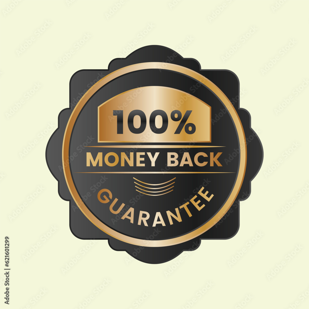 100% money back guarantee golden emblem icon badge 100% money back guarantee golden emblem icon badge