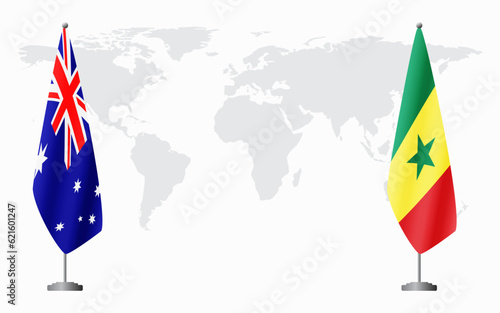 Australia and Senegal flags for official meeting