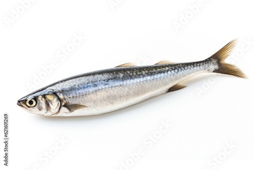 raw sardine isolated on solid white background, created by Generative AI