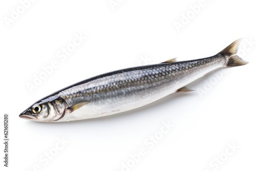 raw sardine isolated on solid white background, created by Generative AI