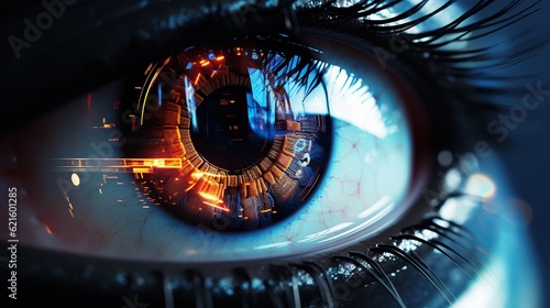 Futuristic eye technology, digital iris