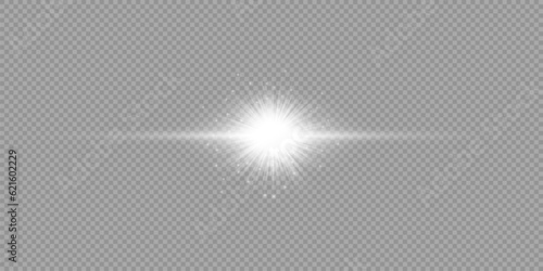 White horizontal light effect of lens flares