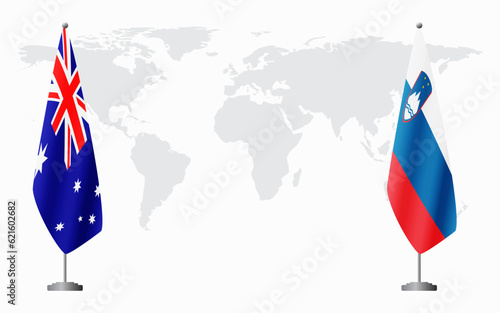 Australia and Slovenia flags for official meeting