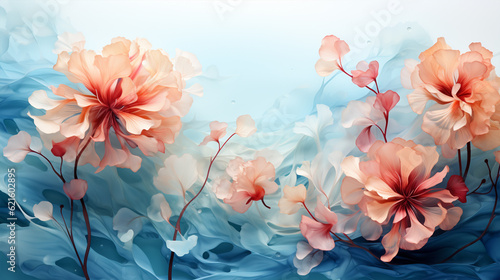 illustration of roses on blue background, generative ai