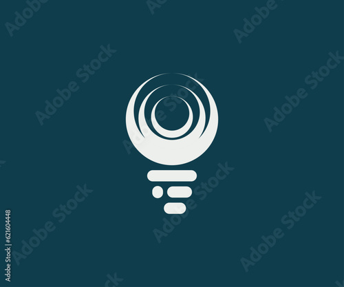 Spiral Green Energy Bulb Logo design template photo