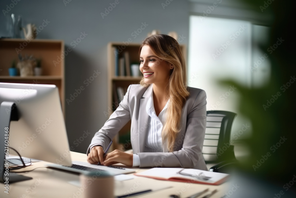 Accountant Women At Desk Using Calculator at office. Accountant Women At Desk Using Calculator at office.