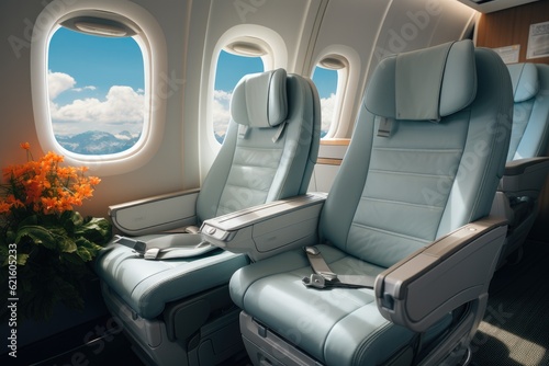 First class business luxury seats for vacations, Beautiful VIP Leather Business Class Chair. © visoot