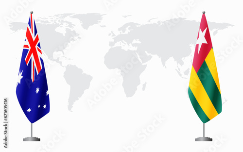 Australia and Togo flags for official meeting
