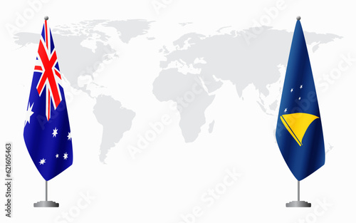 Australia and Tokelau flags for official meeting