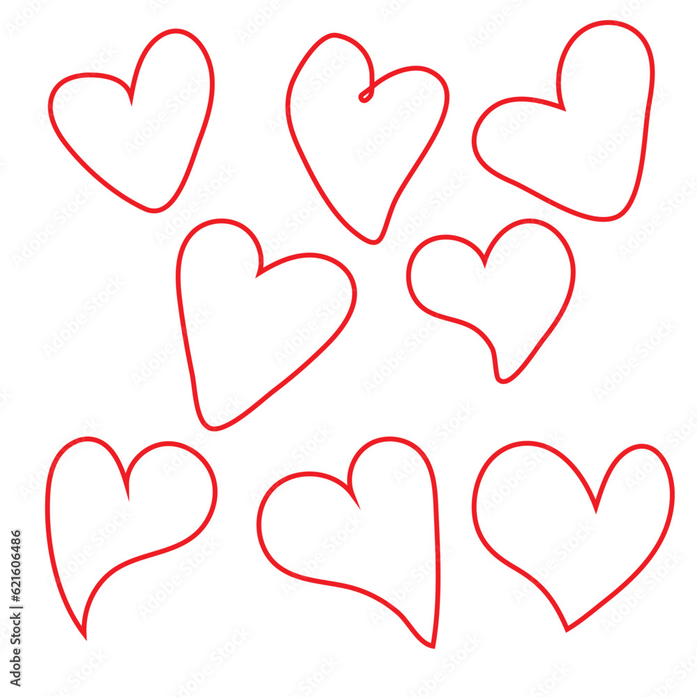 Heart Icons Set, hand drawn icons and illustrations for valentines and wedding Heart Icons Set, hand drawn icons and illustrations for valentines and wedding