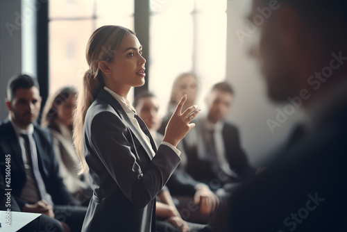 Image of professional delivering presentations to an audience