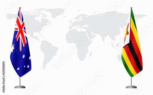Australia and Zimbabwe flags for official meeting