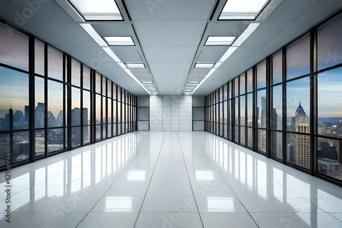 long corridor in building generating by AI technology