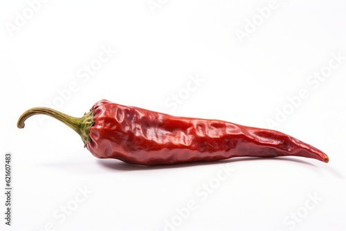 a red mexican dried chili pepper on a white background, created by Generative AI