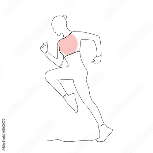 women sprinter line art vector. Running  fitness  and sport motivation. Runner concept continuous line drawing