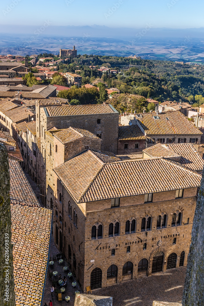 Obraz premium Volterra, Italy. View of the city from above, in the foreground the episcopal house