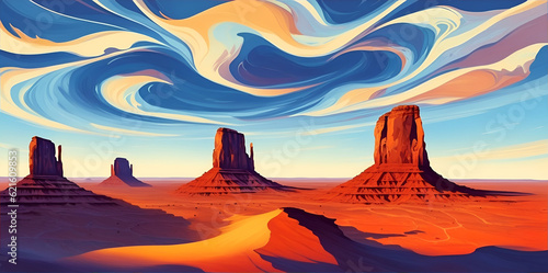 Monument Valley landscape. AI generated illustration