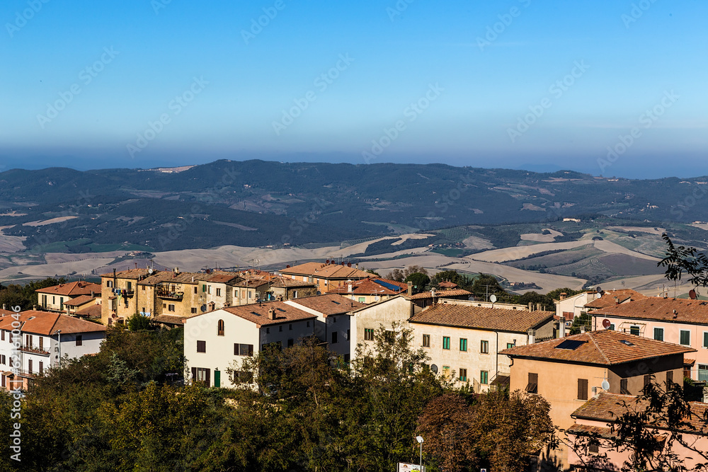 Volterra, Italy. Aerial view of the city and surroundings
