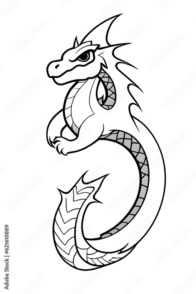 Sketch of a cute dragon of year 2024, generative ai Sketch of a cute dragon of year 2024, generative ai