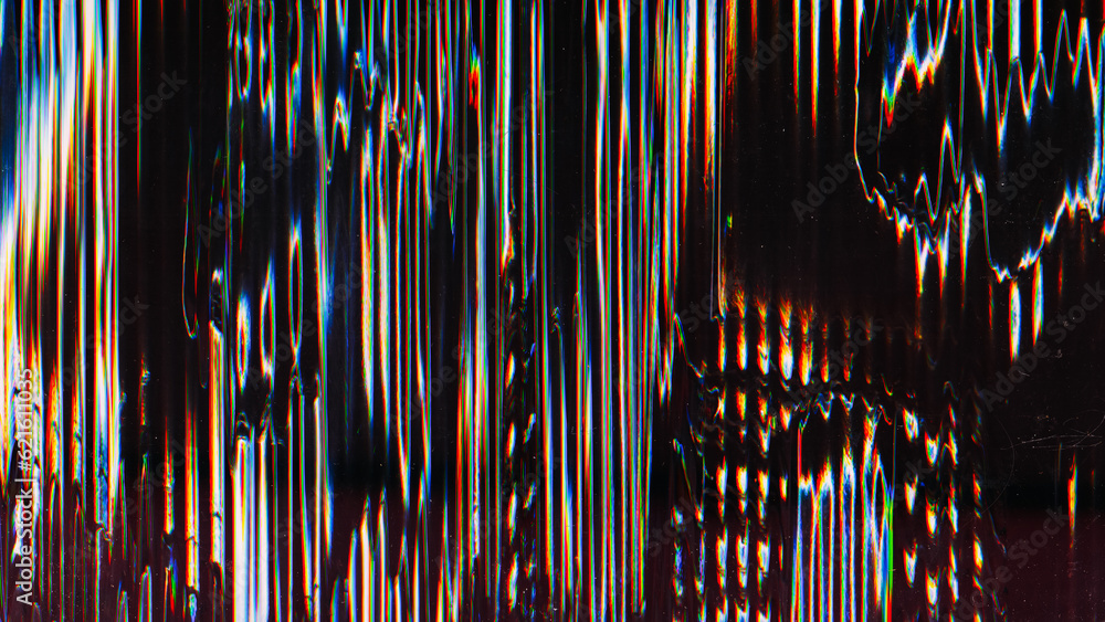 Glitch screen. Blurred lines. Distortion noise. Black background with ...
