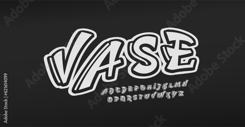 Graffiti font, teenage and summer street art alphabet, hip hop style letters. Vector typeset.